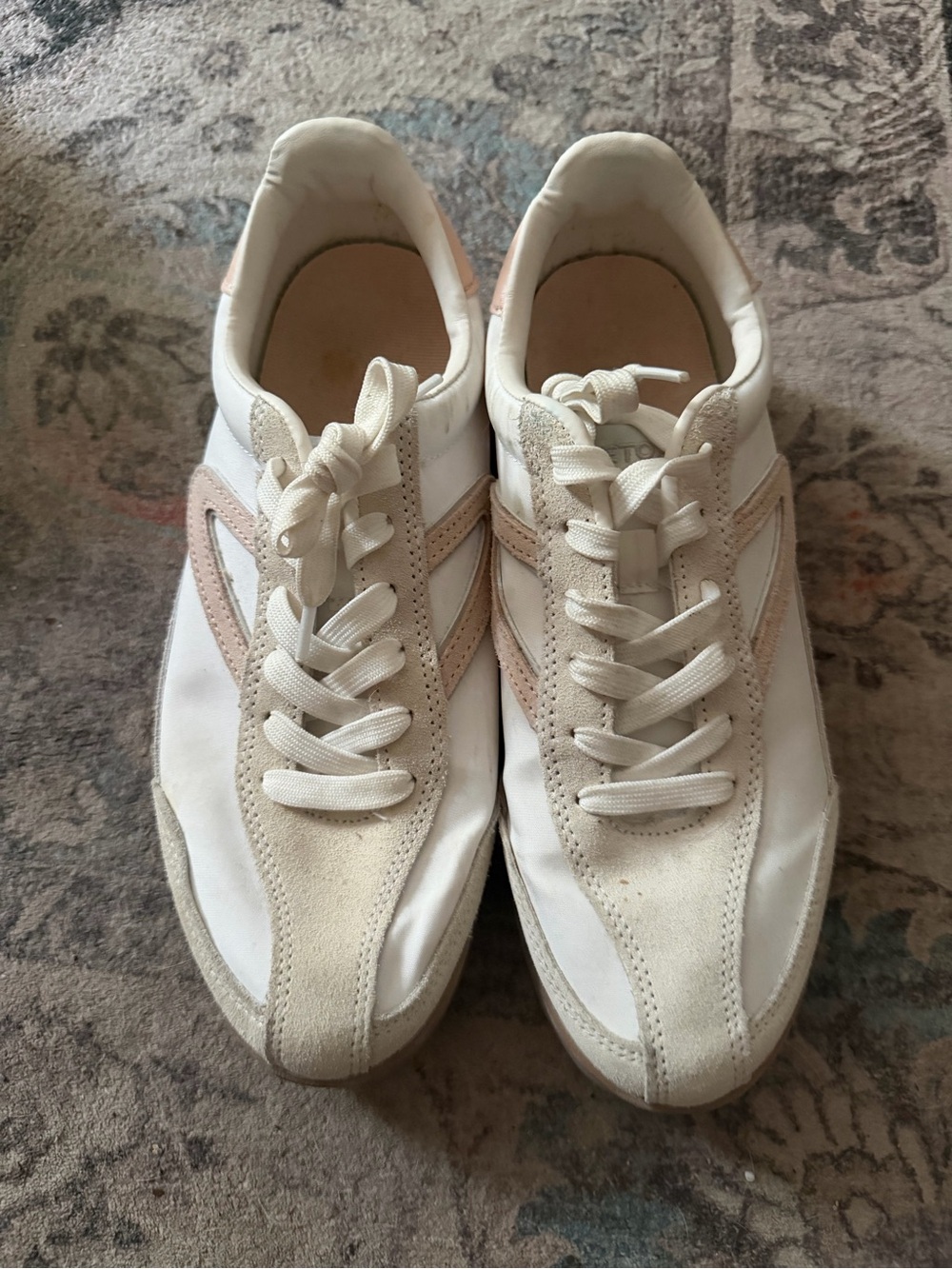 Tretorn White Sneakers with Light Pink Trim